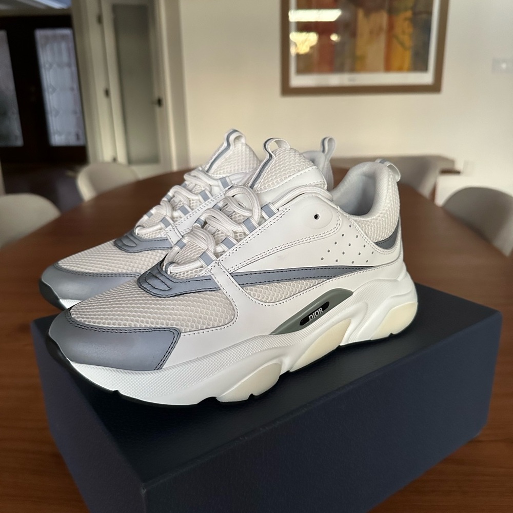 Stylish White and Gray Sneakers
